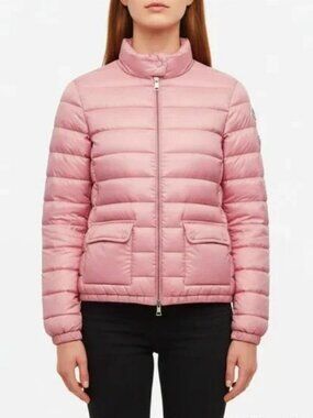 Moncler Lans short down puffer jacket light pink women's size 2